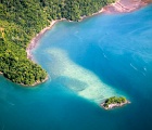 Aerial view of Playa Cativo, CR